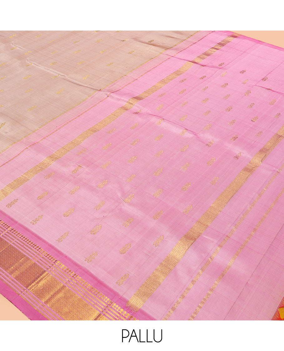 Pale Pink Kanchipuram Silk Saree