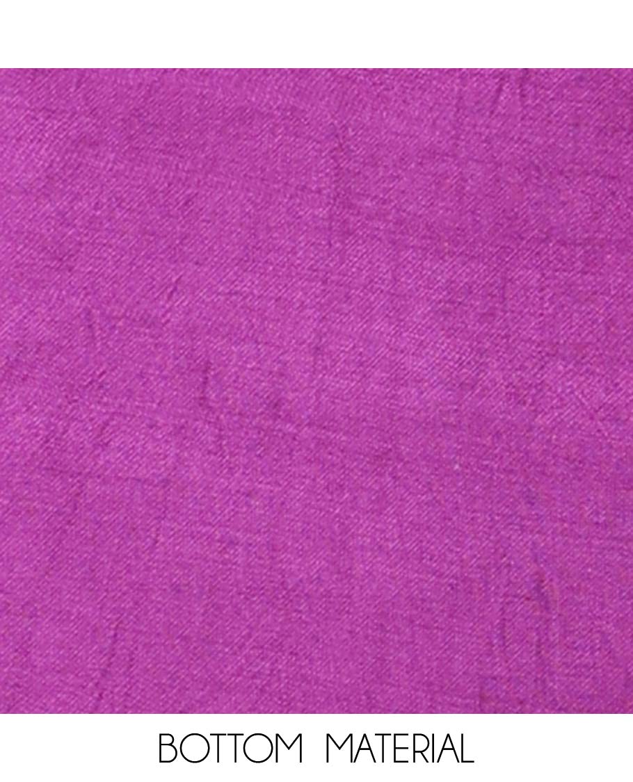 Purple material chudidhar set, floral print & embroidered top, plain bottom & embroidered dupatta