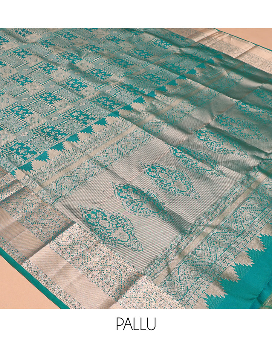 Blue Jacquard Traditional Kanchipuram Wedding Silk Saree