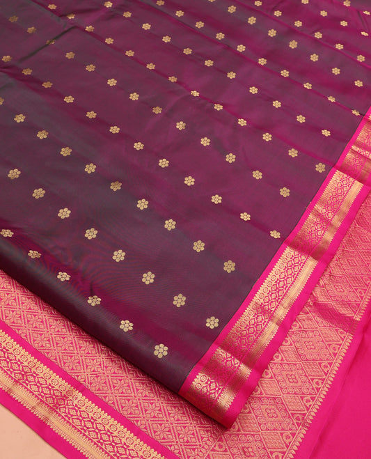 Purple Vasundhara Lite Silk Mix Saree, Beautifully Bedecked with Zari Buttas All Over Its Body, Complemented by Contrast Traditional Zari Border, Grand Jaal Pallu and Paired with a Contrast Blouse