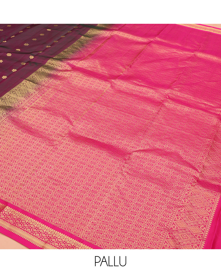 Purple Vasundhara Lite Silk Mix Saree, Beautifully Bedecked with Zari Buttas All Over Its Body, Complemented by Contrast Traditional Zari Border, Grand Jaal Pallu and Paired with a Contrast Blouse