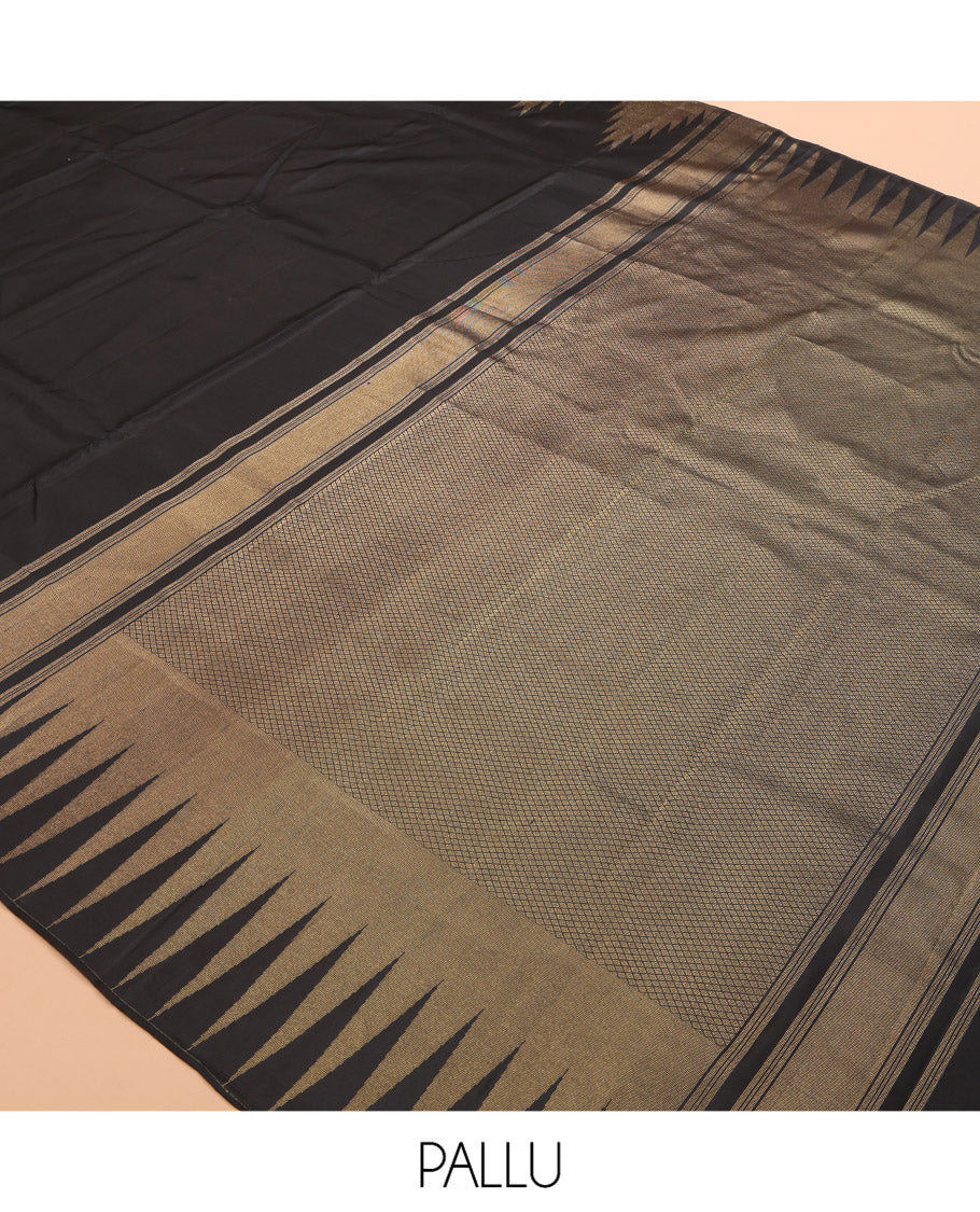 Black Plain Kanchipuram Silk Saree