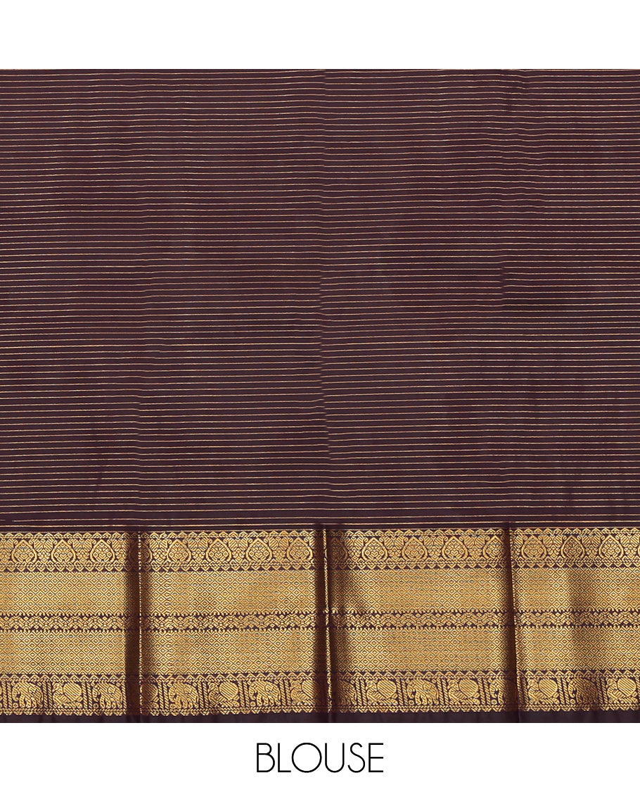 Pink Budget Silk Saree, Styled with Zari Buttas and Stripes, Complemented by Contrast Traditional Zari Border, a Jaal Pallu and a Contrast Blouse
