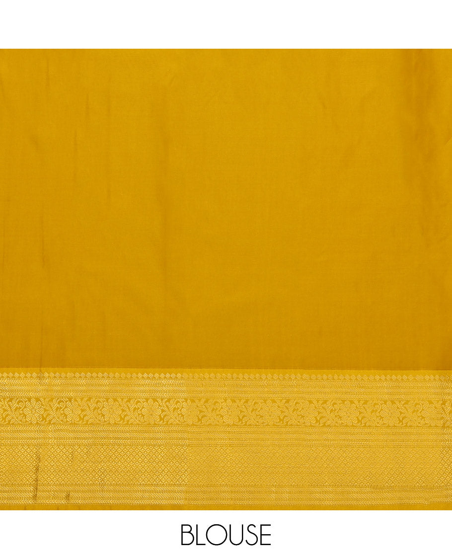 Rust Budget Silk Saree, Woven with Zari Butta Enclosed Checks, Complemented by Contrast Traditional Zari Border, Grand Pallu and a Contrast Blouse