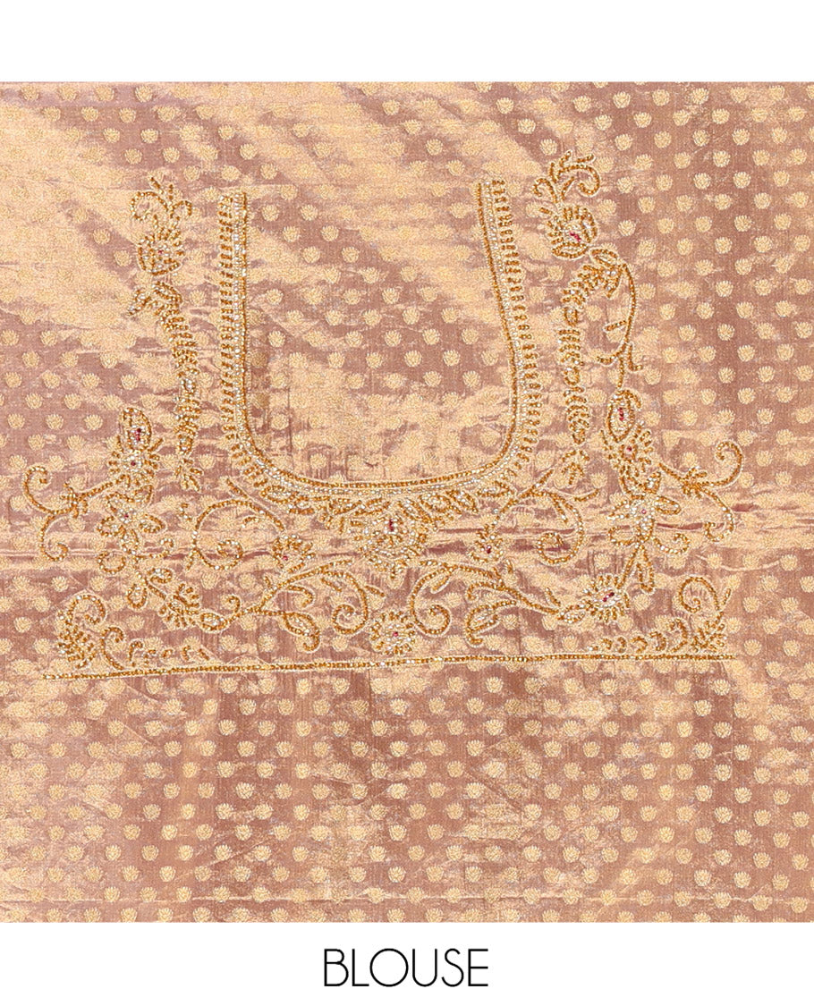Rosegold Pink Mysore Silk Saree