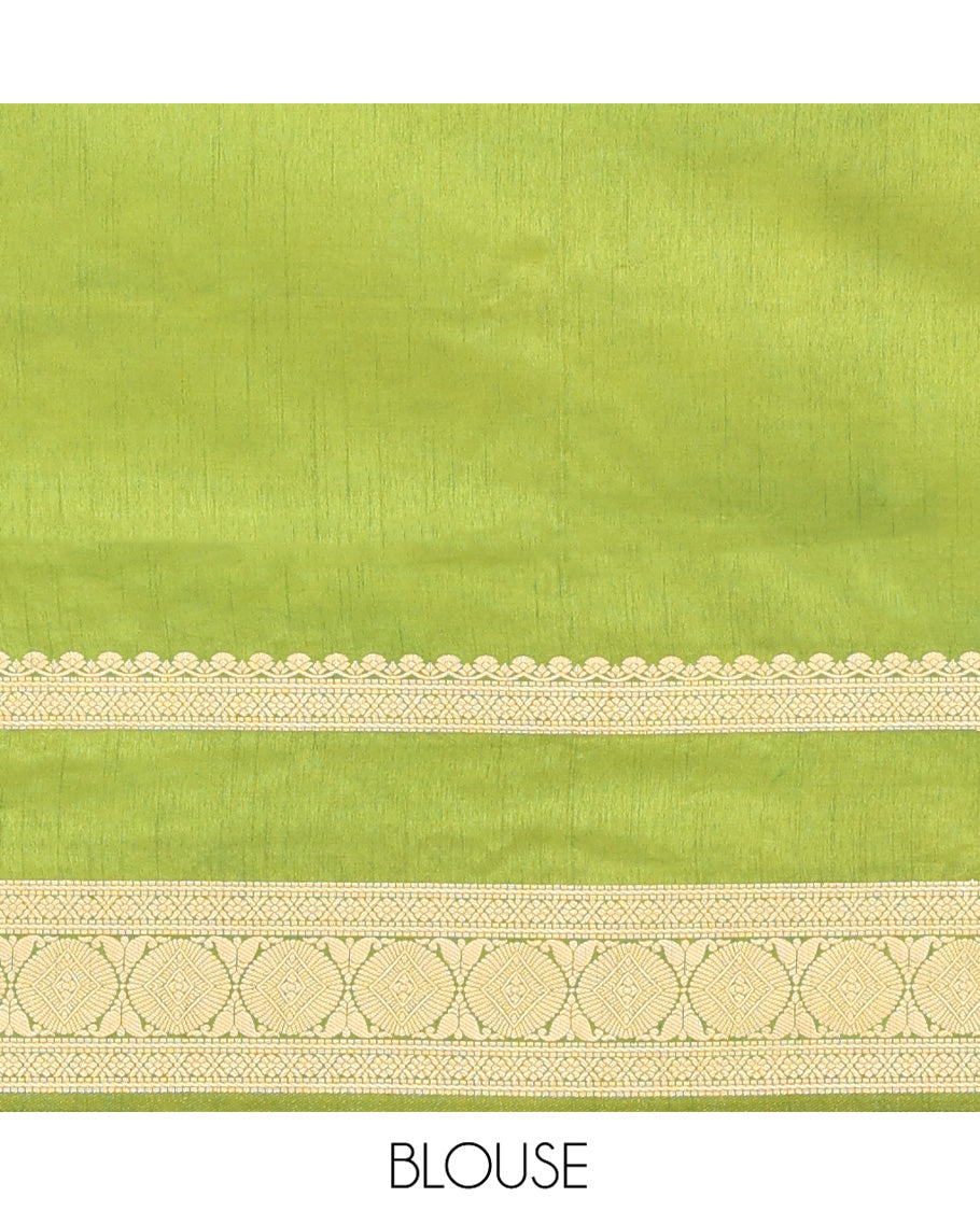 Maroon Dupion Silk Saree, Accentuated with Buttas All Over Its Body, Complemented by Contrast Traditional Border of Paisleys and Chakram Designs, Intricately Designed Pallu, and Paired with a Contrast Blouse