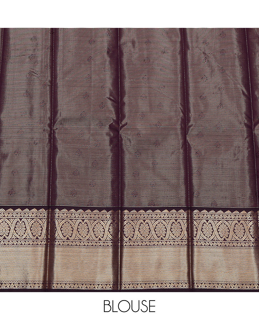 Mustard Budget Silk Saree, Elevated with Zari Buttas and Checks, Complemented by a Contrast Traditional Zari Design Border, Grand Jaal Pallu, and a Contrast Blouse