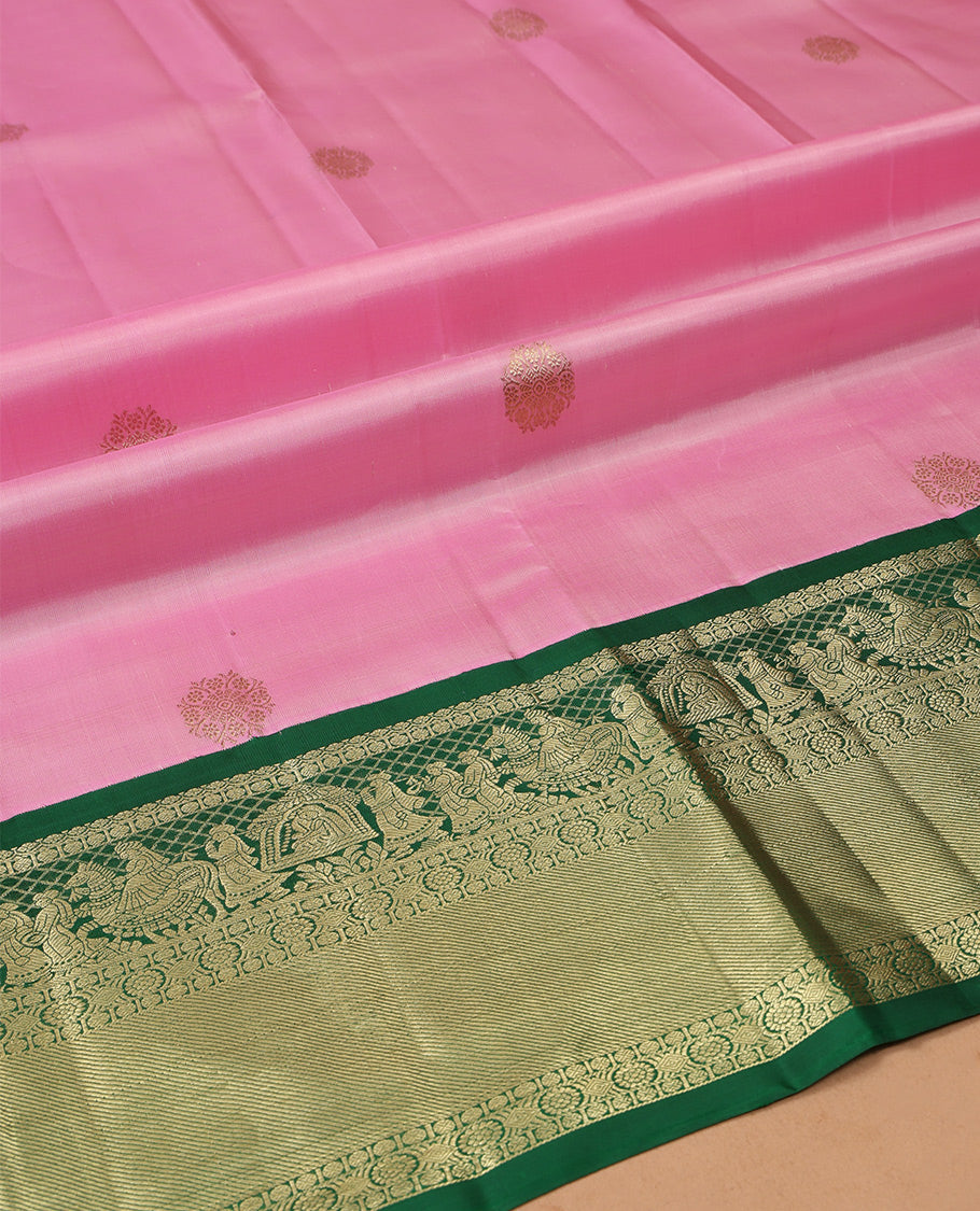 Pink Pure Silk Pavadai Material Set