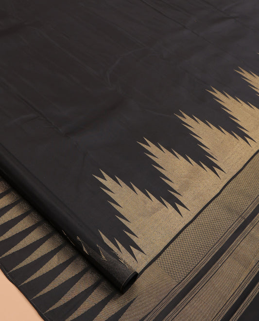 Black Plain Kanchipuram Silk Saree