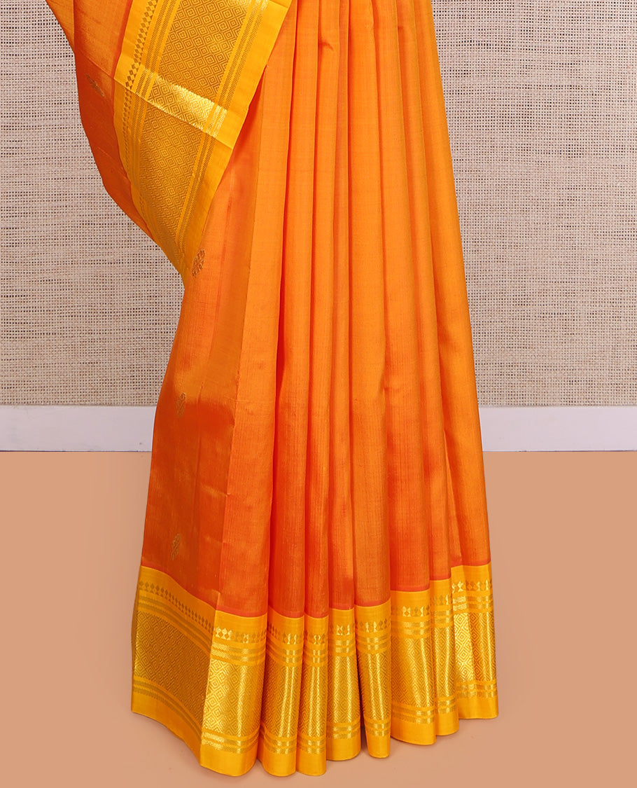 Orange One Side Border Kanchipuram Silk Saree