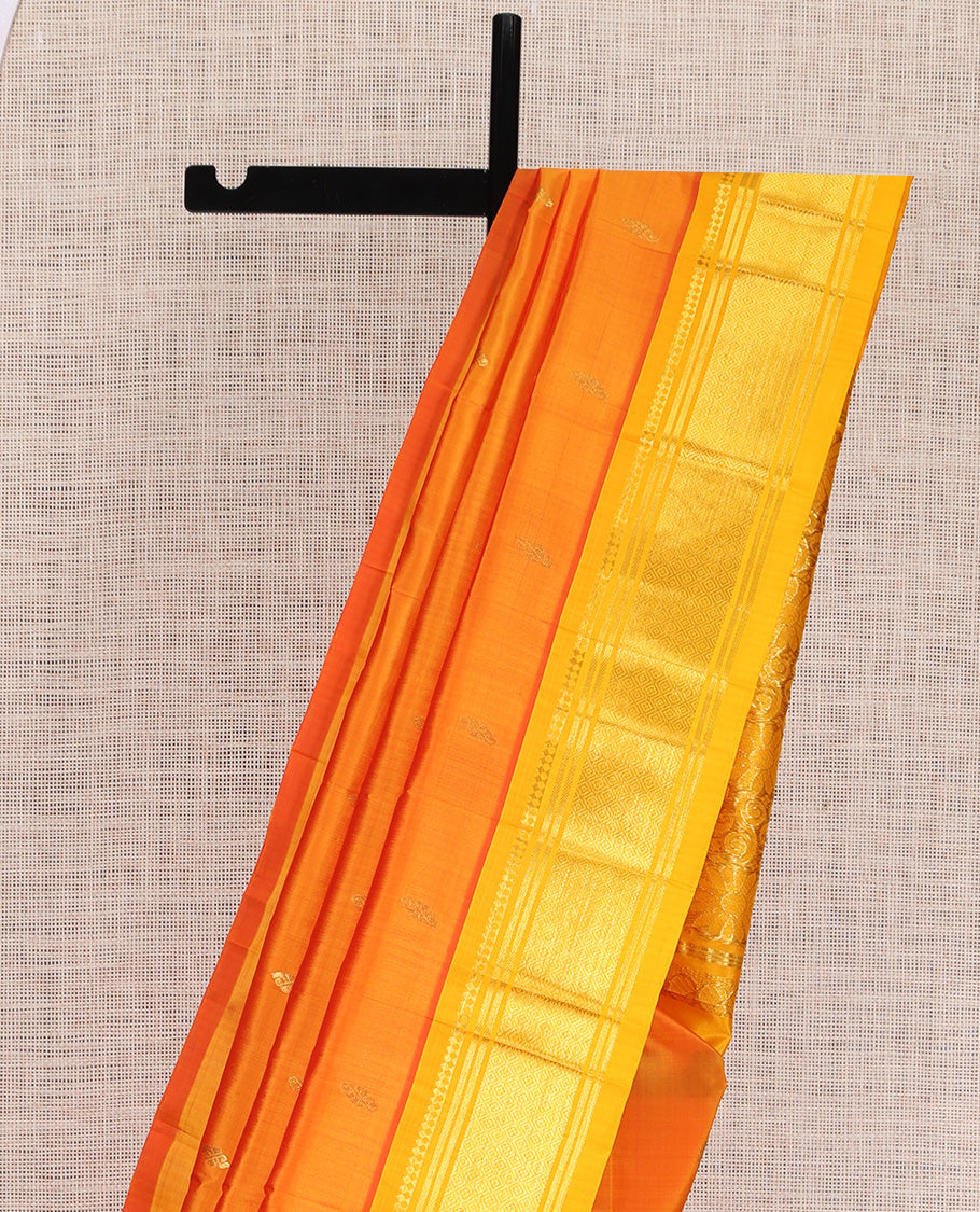 Orange One Side Border Kanchipuram Silk Saree