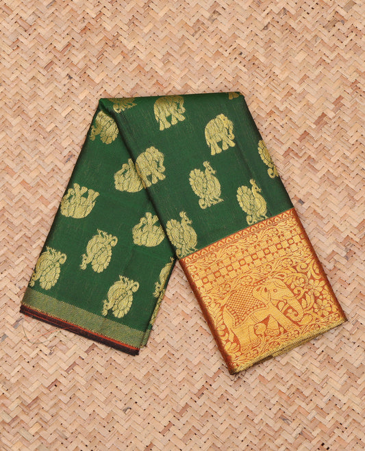 Green Pure Silk Navarathna Pavadai Material Set