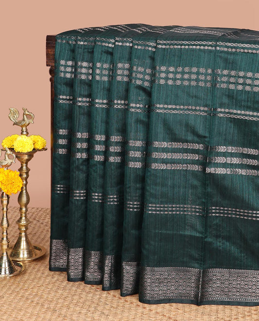 Wine color small butta linen saree with double border & copper zari border along with plain blouse