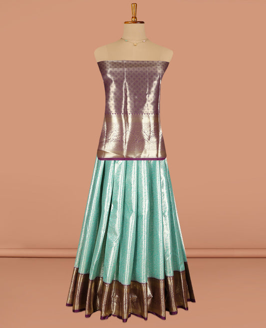 Light Blue Art Silk Pavadai Material Set