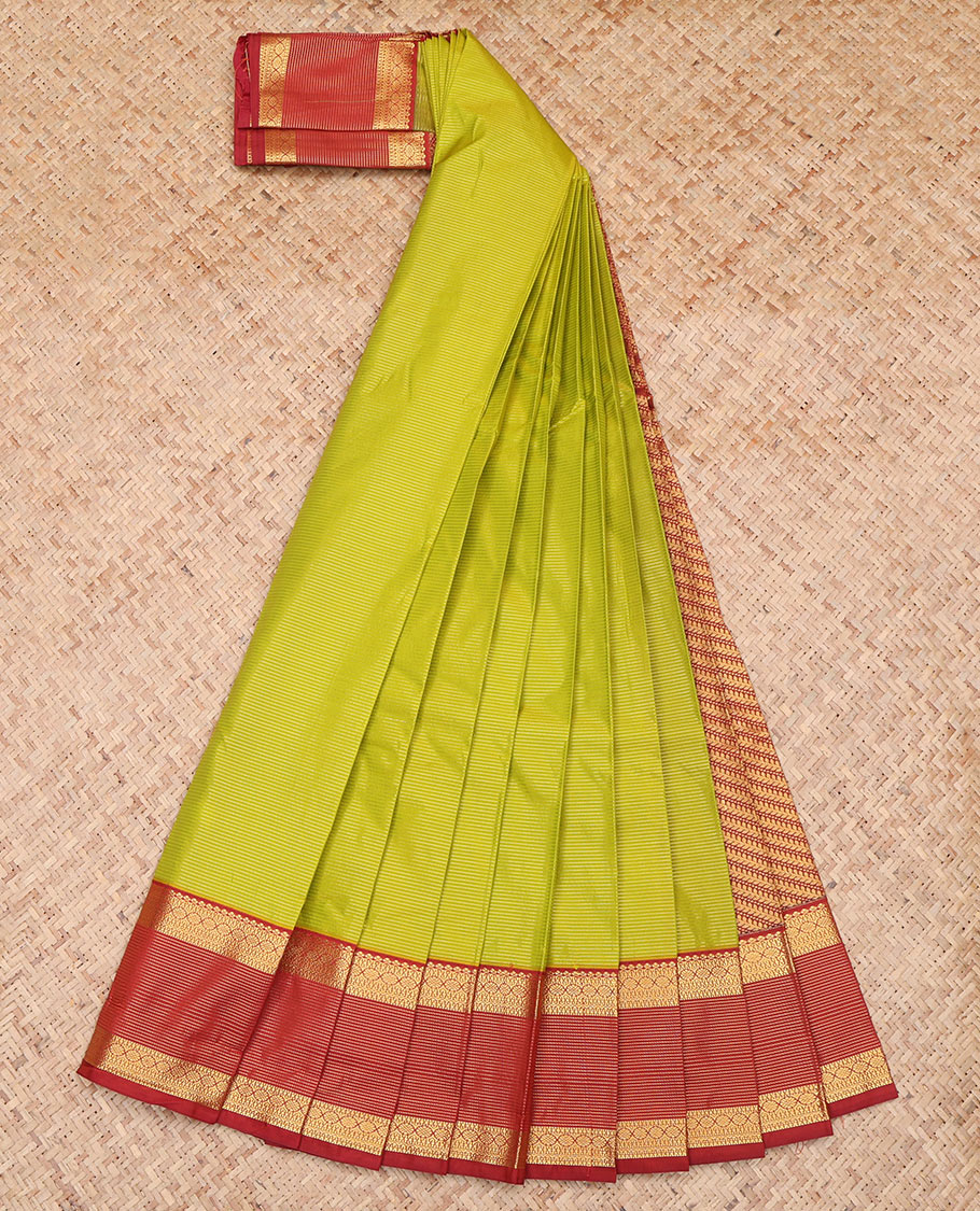 Leaf Green Stripes Budget Silk Saree