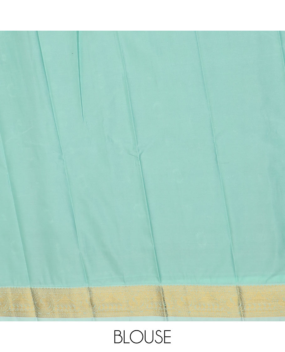 Brown zari buttas and striped gift saree, contrast traditional zari design border, and intricate pallu