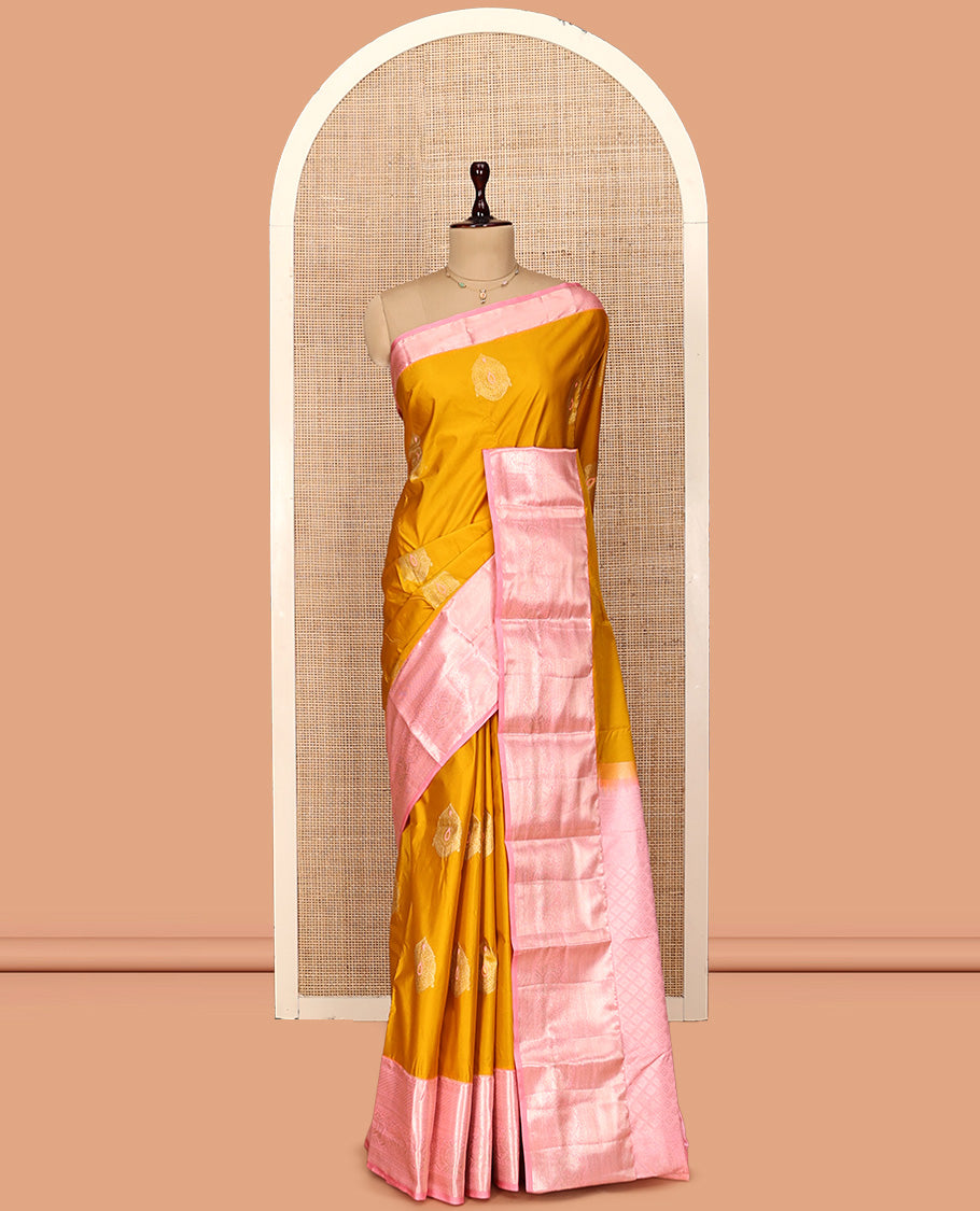 Yellow Zari Butta Gift Saree