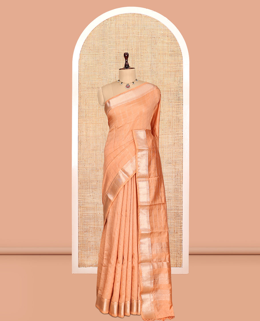 Light Orange Assam Silk Saree