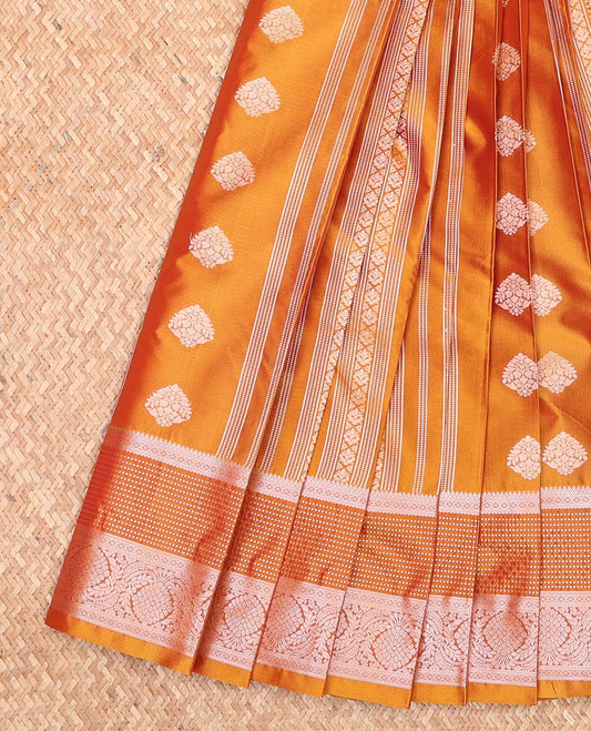 Yellow Budget Silk Saree, Detailed with Zari Buttas All Over Its Body, Highlighted by a Traditional Zari Border, Intricately Designed Pallu, and Paired with a Matching Blouse