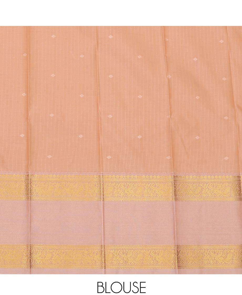 Purple Budget Silk Saree Elegantly Framed with Zari Buttas and Stripes, Complemented by a Contrast Traditional Zari Motif Rettai Pettu Border, Decorated with Pallu of Intricate Designs, and Paired with a Contrast Blouse