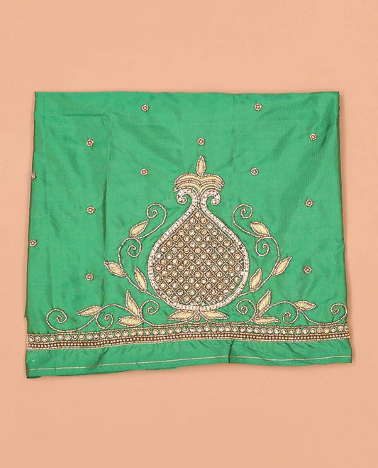 Green floral aari embroidered material blouse
