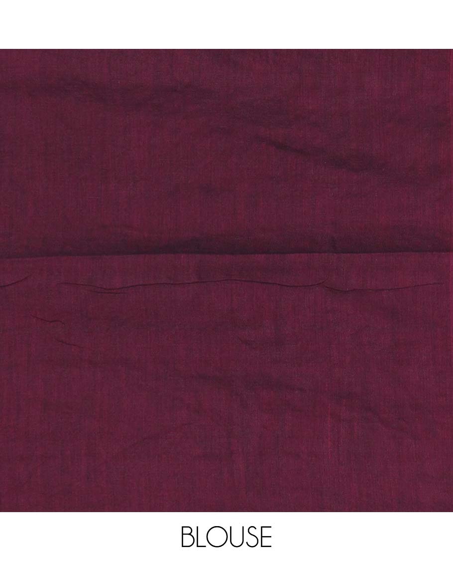 Purple Khadi Cotton Saree Artfully Detailed with Colorful Butterfly Embroidery, Pallu Beautifully Decked Up with Butterfly Embroidery, and Paired with a Matching Blouse