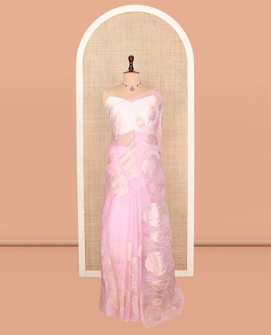 Baby Pink Organza Saree