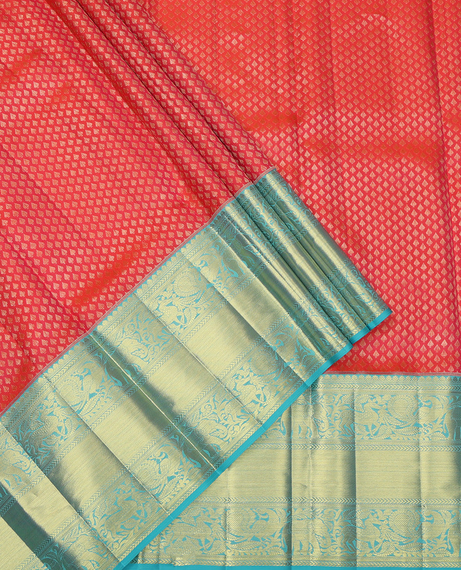 Red Pure Silk Pavadai Material Set