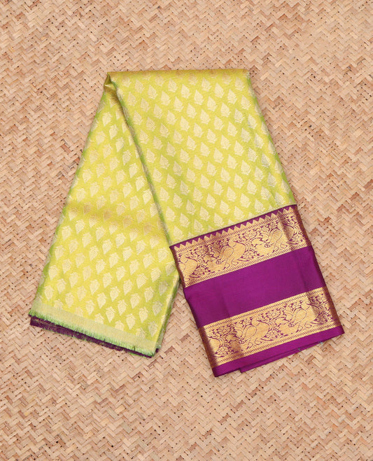 Green Pure Silk Navarathna Pavadai Material Set