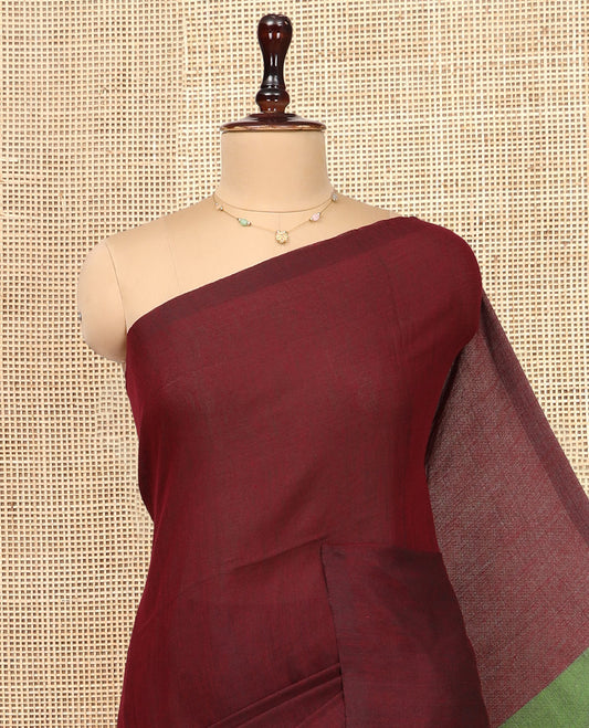 Borderless Purple Plain Design Khadi Cotton Saree