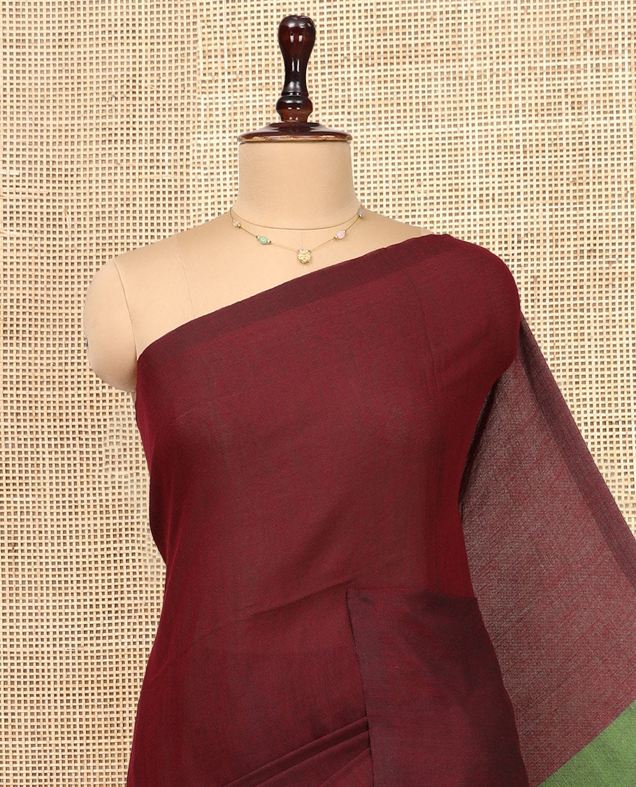 Borderless Purple Plain Design Khadi Cotton Saree