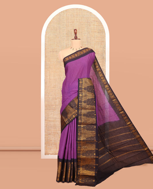 Violet Plain Sungudi Cotton Saree