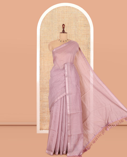 Light Purple Plain Chanderi Cotton Saree