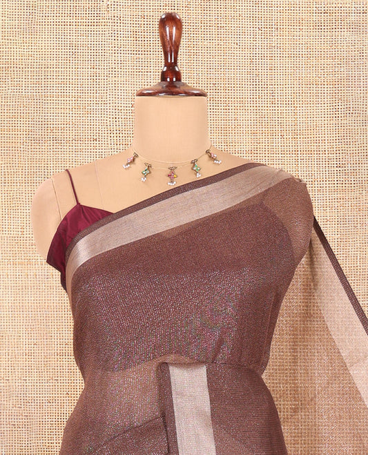 Brown Linen Cotton Saree