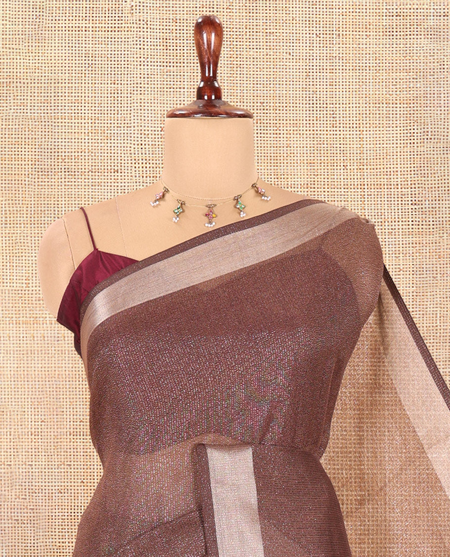 Brown Linen Cotton Saree