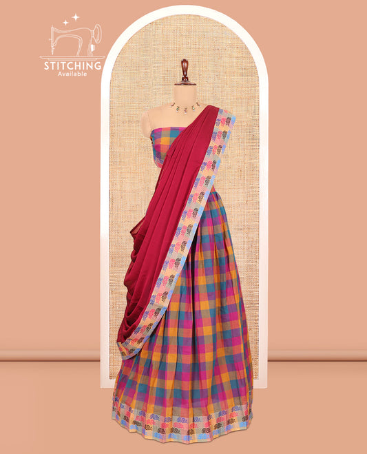 Multi-Color Chettinad Cotton Half-Saree