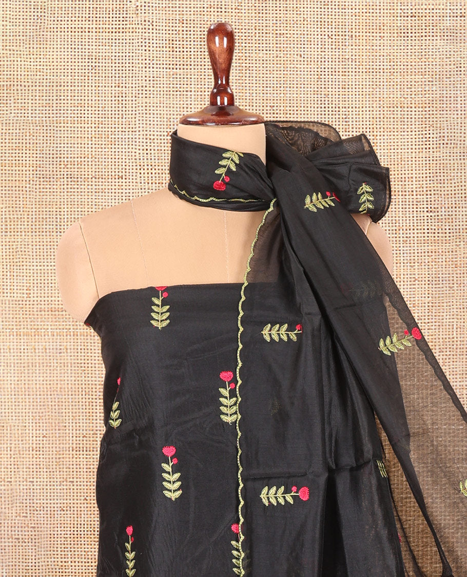 Black Mul Chanderi Material Chudidar Set