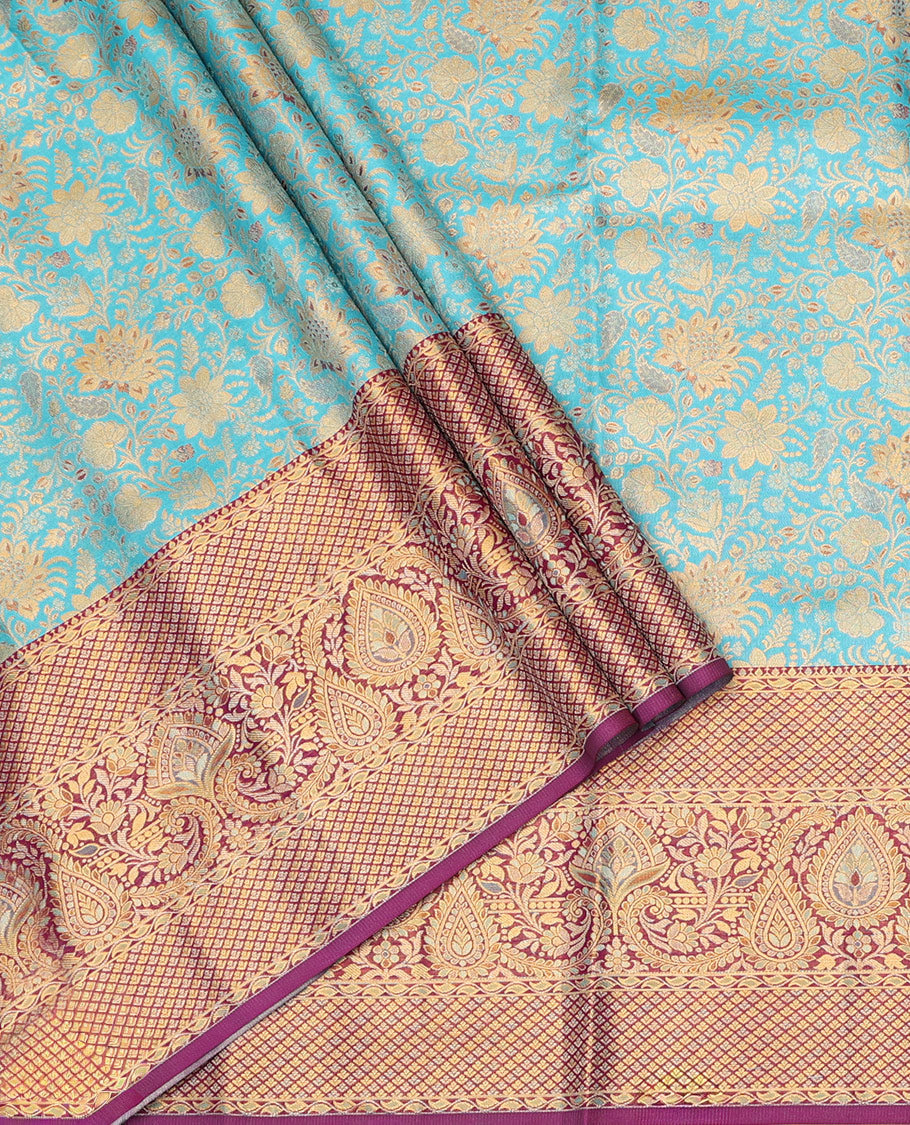 Blue Pure Silk Half Saree