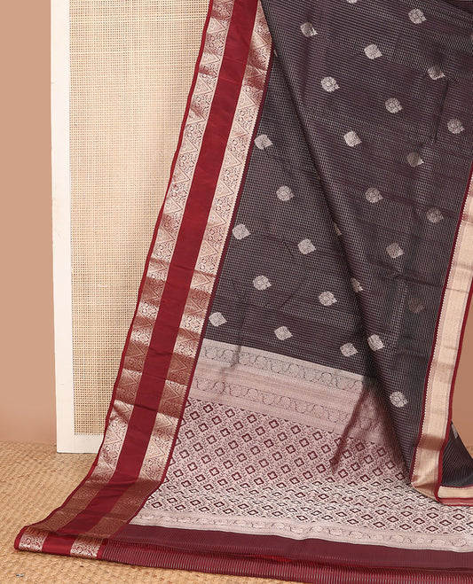 Black checked, buttas vasundhara elite silk saree with contrast zari design border & jaal design pallu