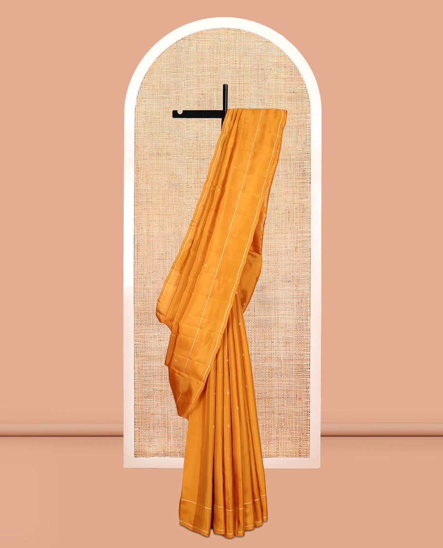 Orange Zari Buttas Vasundhara Lite Silk Mix Saree, a Bodi Border, Seppu Rekku Pallu, Matching Blouse