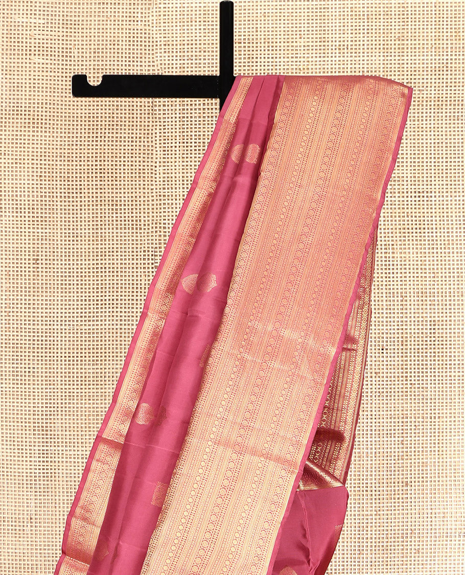 Red Vasundhara Lite Silk Mix Saree, Enthralled with Zari Buttas, Highlighted by a Zari Border of Kathir, Kamalam, Lavangam, Cross Kamalam, and Neli Designs, Geometric Pallu, and a Matching Blouse