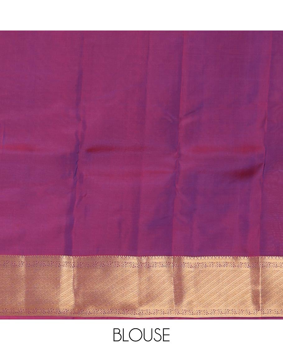 Blue zari buttas Vasundhara silk mix saree, contrast border of kodi visiry, and Greek key designs, and ogee patterned pallu