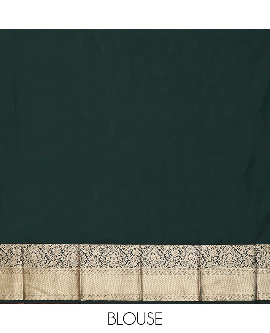 Dazzling Red Budget Silk Saree Enriched with Zari Buttas, Featuring a Traditional Zari-Design Border, Captivated with Contrast Jaal Pallu, and a Contrast Blouse