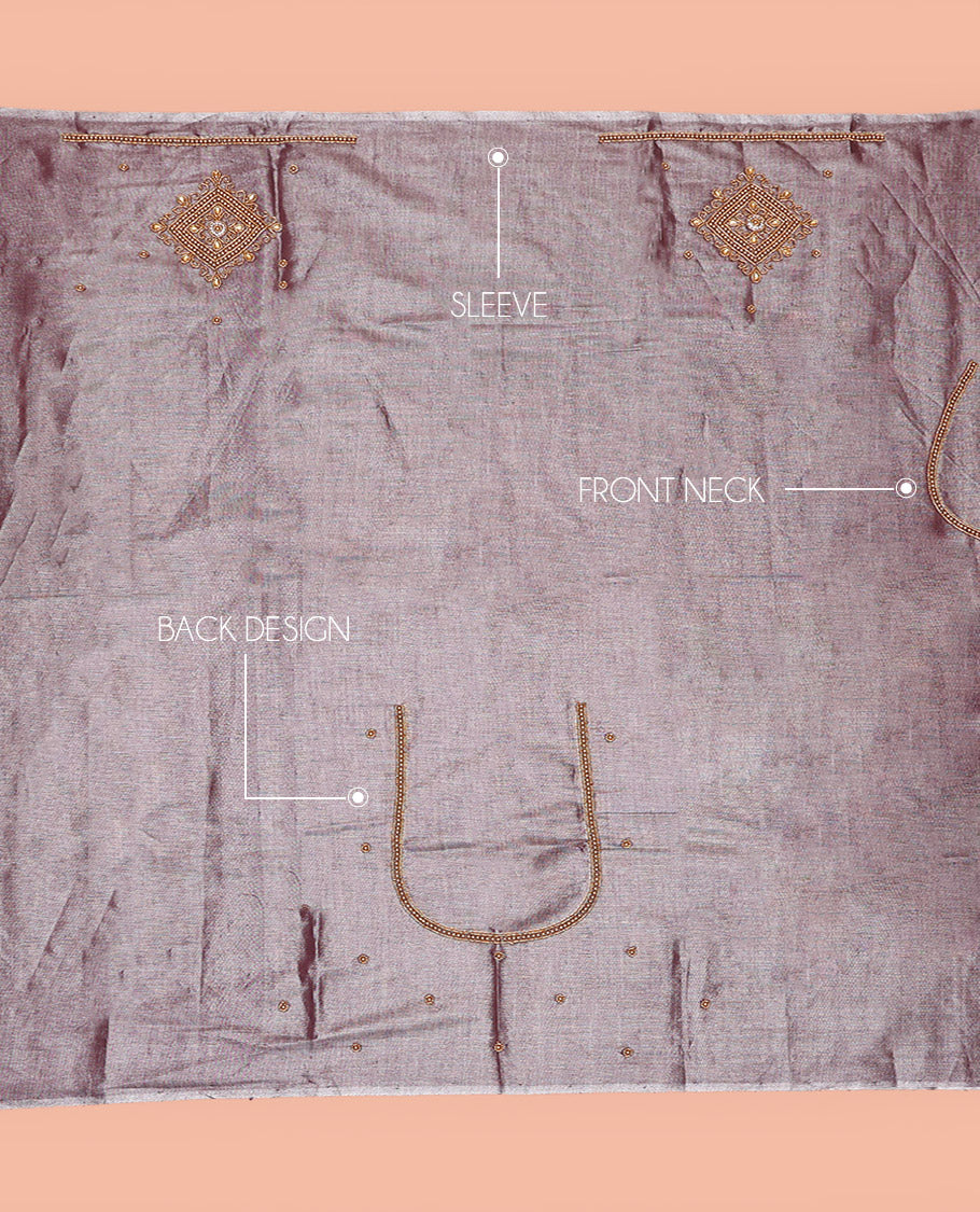 Shimmer Brown Aari Material Blouse Subtly Sparkled with Unique Designs in Sugar Bead Embroidery