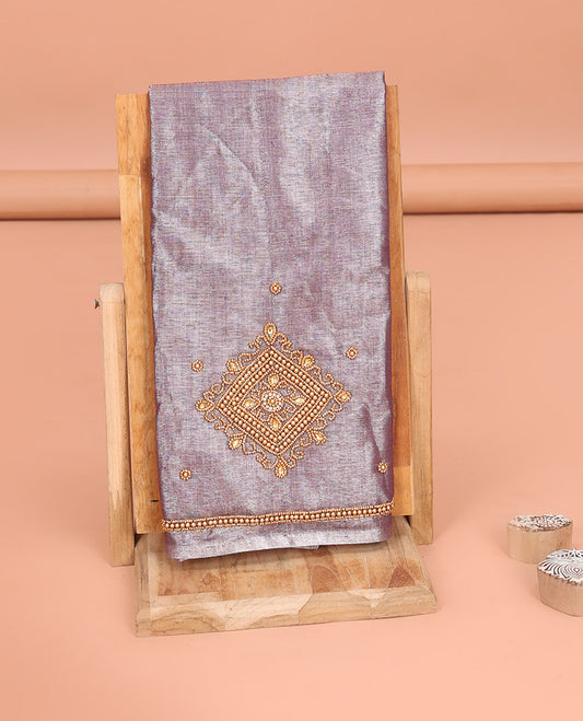 Shimmer Brown Aari Material Blouse Subtly Sparkled with Unique Designs in Sugar Bead Embroidery