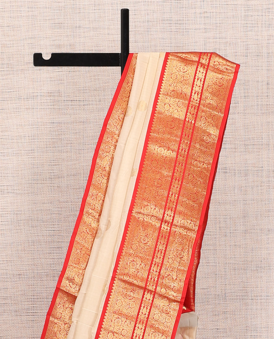 Off-White-Red Vasundhara Lite Silk Mix Saree