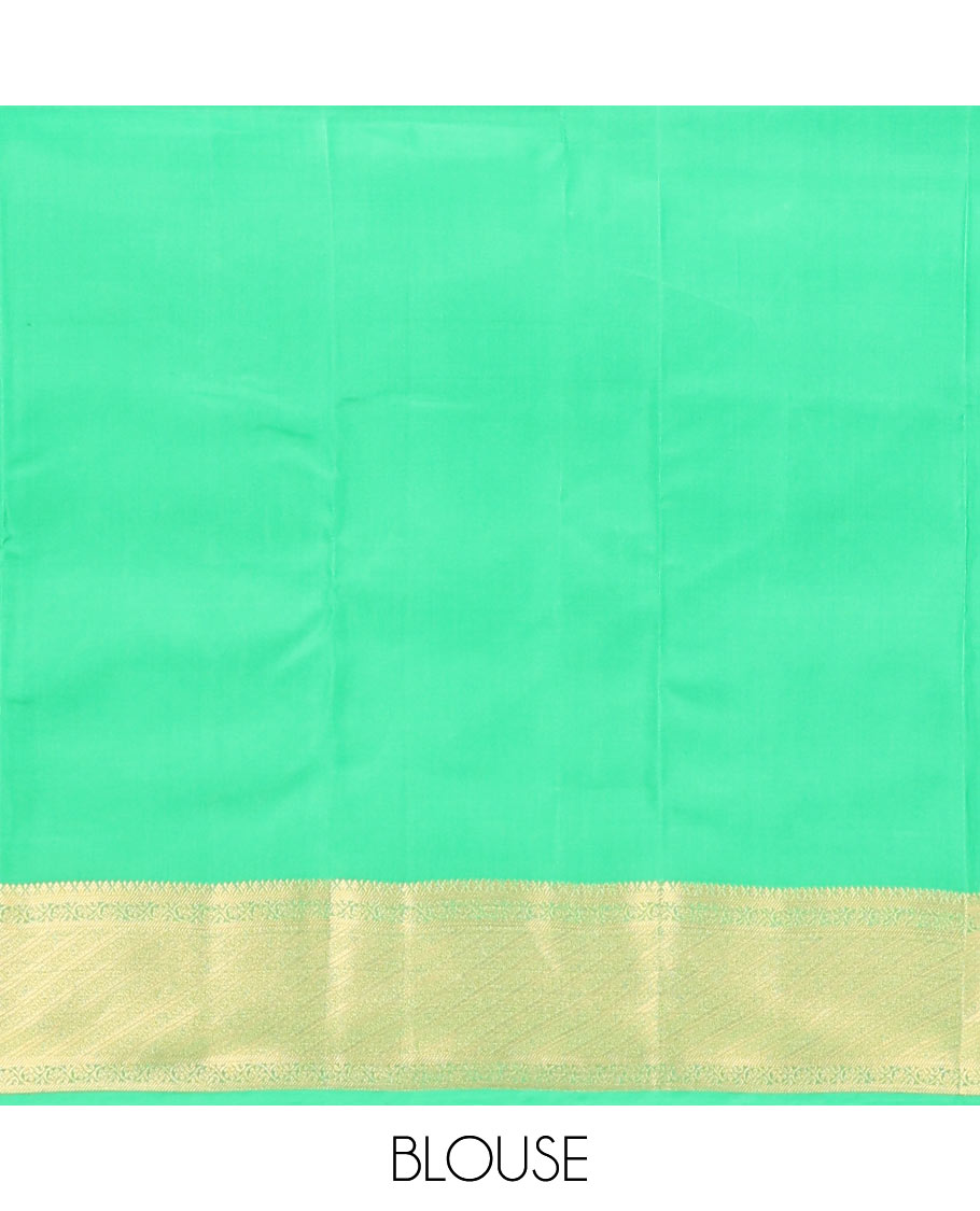 Blue zari buttas Vasundhara silk mix saree, contrast traditional zari border & ogee patterned pallu