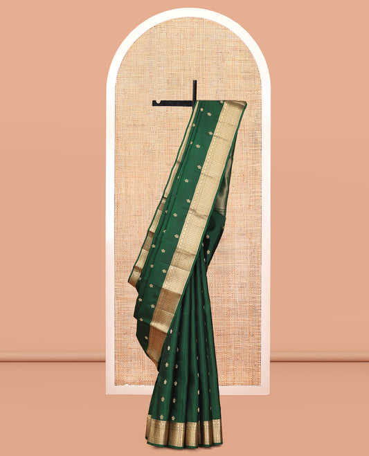 Green Vasundhara Lite Silk Mix Saree, Richly Decked Up with Zari Buttas, a Zari Traditional Border, Grand Pallu, and a Matching Blouse