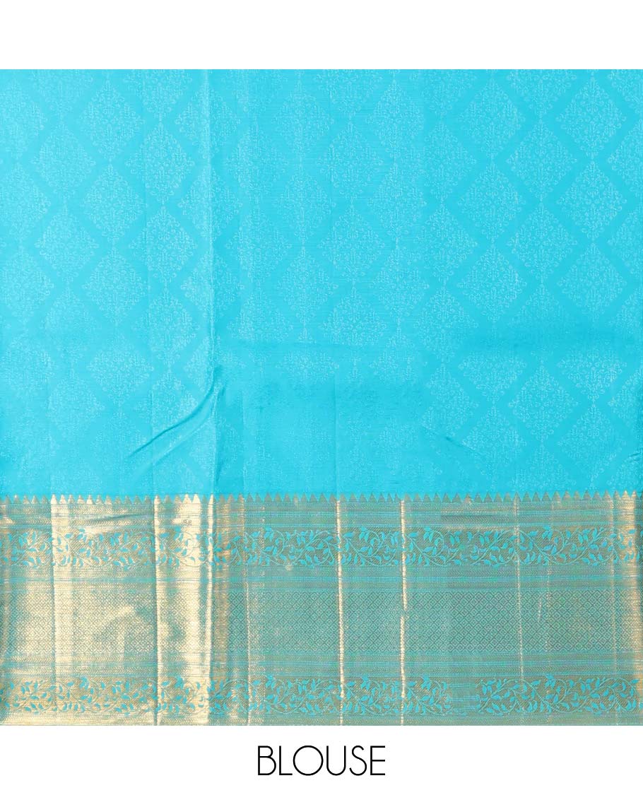 Grey pichwai lotus patterned silksaree,contrast intricate zari pallu & border of rekku,kathir,kodi visiry & jaal designs