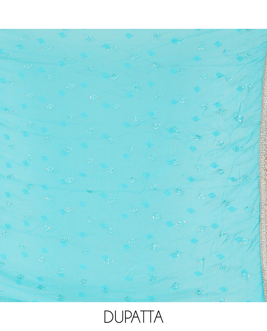 Blue material churidar set,abstract print & embroidery rayon top,plain cotton bottom & embroidery dupatta